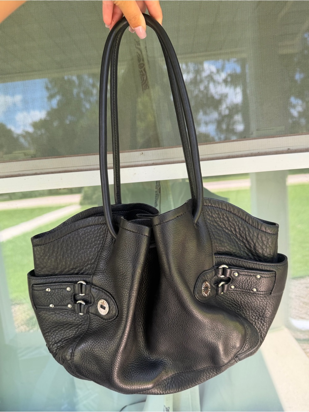 Cole Haan Classic Black Leather Shoulder Tote Bag